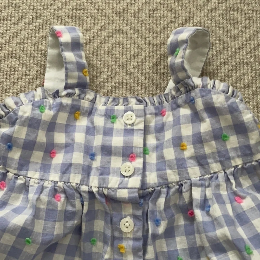 Baby Gap Gingham Purple Colorful Dots Outfit Set 6-12 M